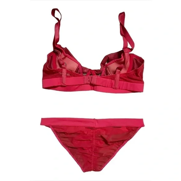 LASCIVIOUS Lingerie Red Cutout Bra and Panty Set 34B - Picture 5 of 6